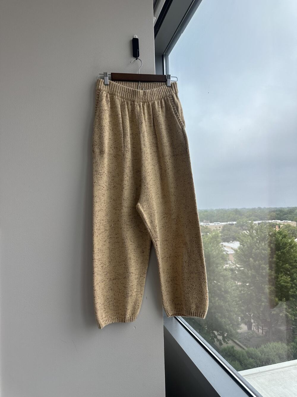 Free People FP Beach Freya Sweater Pants Knit Barrel Jogger Yellow Women’s Sz S